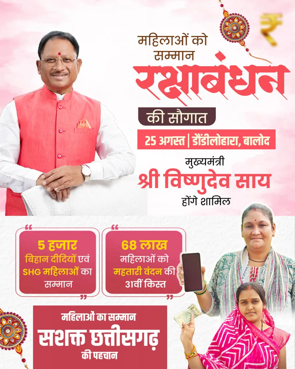 रायपुर : मुख्यमंत्री श्री साय 25 अगस्त को महतारी वंदन योजना के 31वीं किस्त की राशि करेंगे जारी