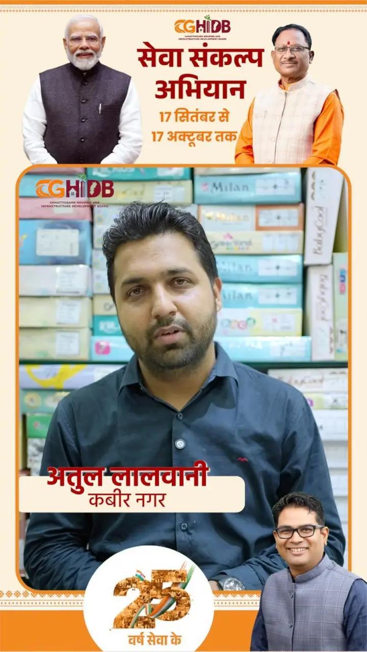 रायपुर : सेवा संकल्प अभियान : सेवा की कहानी: 15 वर्षों का भरोसा फिर बना नई शुरूआत का आधार, हाउसिंग बोर्ड के नए कमर्शियल कॉम्प्लेक्स में अतुल लालवानी न