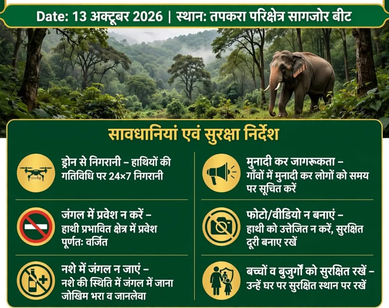 रायपुर : हाथी प्रभावित क्षेत्रों में ग्रामीणों की सुरक्षा के लिए वन विभाग अलर्ट, ड्रोन से की जा रही निगरानी
