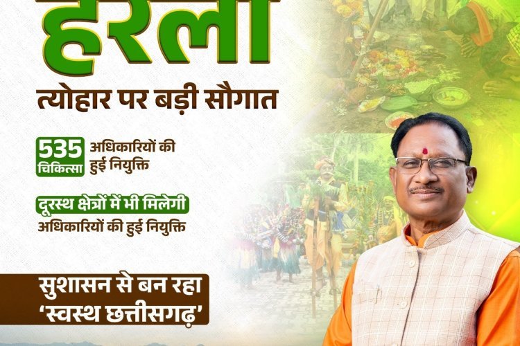 'हरेली तिहार' छत्तीसगढ़ की कृषि संस्कृति का प्रतीक और स्वास्थ्य के प्रति जागरूकता का पर्व है।
