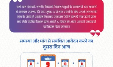 सुशासन तिहार 25 : 08 से 11 अप्रैल तक पहले चार दिन नागरिक बताएंगे अपनी समस्याएं,संबंधित विभाग द्वारा 30 दिवस के अंदर किया जाएगा नागरिकों के समस्याओं का निदान