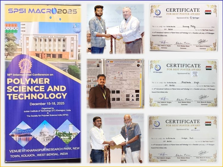 अंतरराष्ट्रीय पॉलिमर विज्ञान सम्मेलन में आईआईटी भिलाई के शोधकर्ताओं को मिला पुरस्कार
