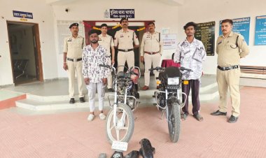 चोरी की मोटर सायकल जप्त कर पुलिस ने 2 लोगों को किया गिरफ्तार।,