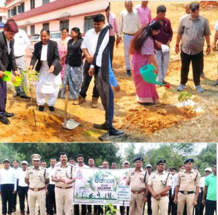 विश्व पर्यावरण दिवस पर सूरजपुर में न्यायपालिका, जिला प्रशासन, पुलिस विभाग और उद्यान विभाग ने मिलकर चलाया वृहत वृक्षारोपण अभियान,